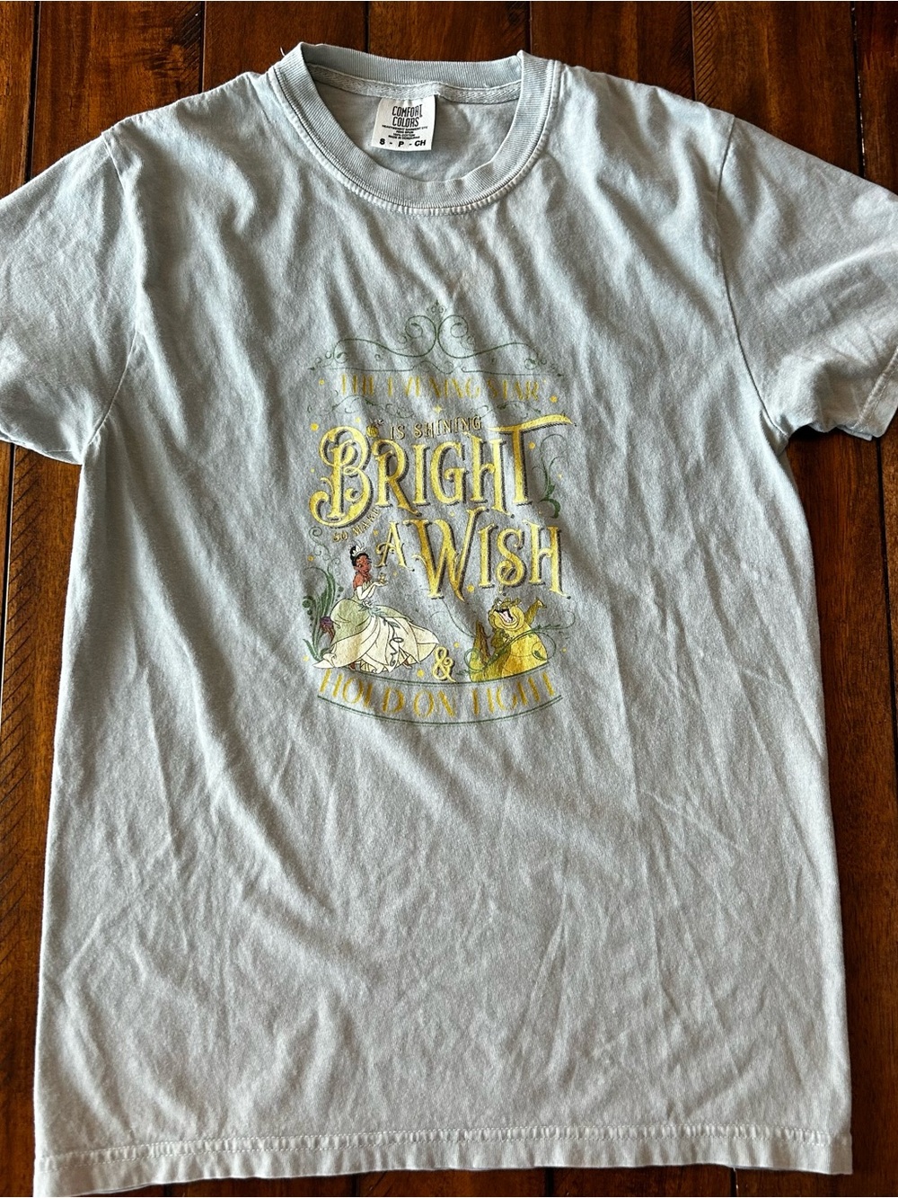 Tiana Graphic T-Shirt with Yellow "Bright A Wish" Print